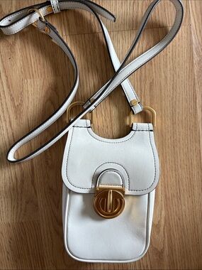 Tory Burch White Leather Crossbody with Gold Hardware